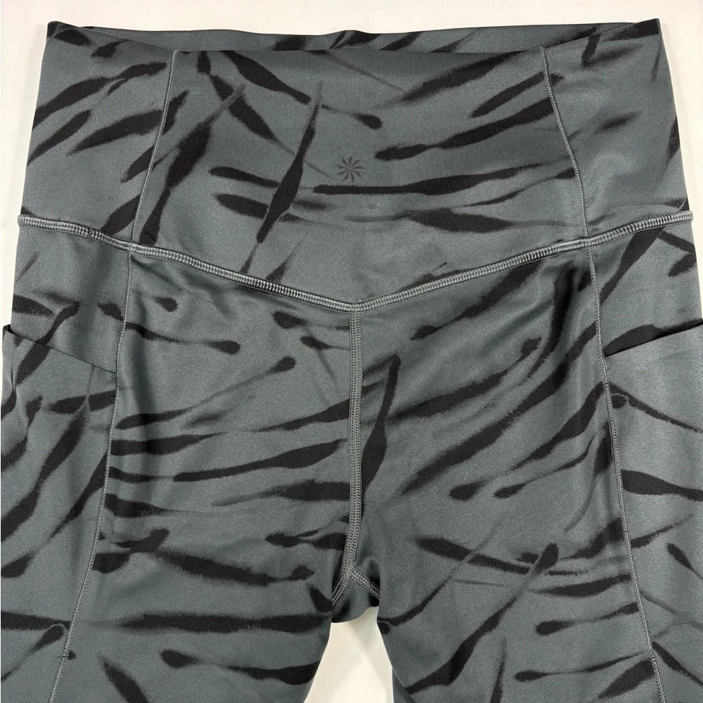 Athleta Saluation Stash Pocket II 7/8 Tight Zebra Print Capri Leggings | Size MT